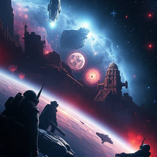 Affiche de la série 'Chroniques Galactiques', une épopée de science-fiction à travers la galaxie.