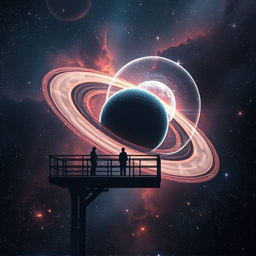 Affiche de la série 'Nébuleuses Étoilées', une série spatiale avec une station orbitale.